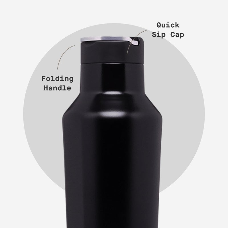 Corkcicle Sport Canteen - Keeps Drinks Cold 25 Hours - Stainless Steel Water Bottle - Triple-Insulated - Spill-Proof - Summer Drinkware Gift - Keeps Drinks Ice Cold - 20 oz - Gloss Black - Image 5